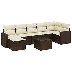 vidaXL Salon de jardin 8 pcs avec coussins marron résine tressée