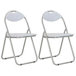 Decoshop26 Lot de 2 chaises de salle à manger cuisine pliantes design rétro synthétique blanc CDS020948