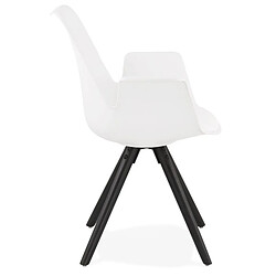 Avis Mes Fauteuil design blanc et piètement en bois noir - SHAFT