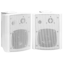 vidaXL Haut-parleurs stéréo muraux 2pcs blanc intérieur extérieur 80 W