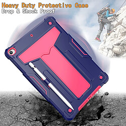 Coque en TPU + silicone avec béquille en forme de T, anti-chute, antichoc bleu marine/rose pour votre Apple iPad 10.2 (2021)