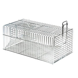 Visiodirect Piège pour Rats Double entrée en Zinc coloris Gris - 35 x 19 x 13,5 cm