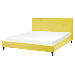 Beliani Lit double en velours jaune 160 x 200 cm FITOU