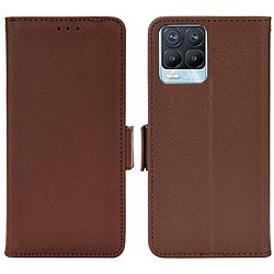 Etui en PU texture litchi, fermoir magnétique avec support, marron pour votre Realme 8 4G/8 Pro 4G