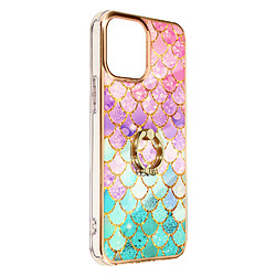 Avizar Coque iPhone 12 et 12 Pro Bi-matière Bague de maintien Motif écaille Multicolore