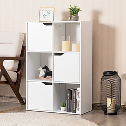 Decoshop26 Meuble de rangement casier avec 6 compartiments 3 ouvert et 3 avec porte 20_0000799