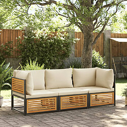 vidaXL Salon de jardin avec coussins 3 pcs bois massif d'acacia