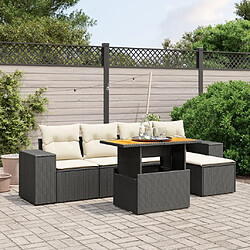 Maison Chic Ensemble Tables et chaises d'extérieur 6pcs avec coussins,Salon de jardin noir résine tressée -GKD798505