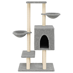 Helloshop26 Arbre à chat meuble tour grimper jouet grattage grattoir escalade plateforme avec griffoirs en sisal clair 117 cm gris 02_0022553