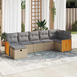 vidaXL Salon de jardin avec coussins 7 pcs beige résine tressée