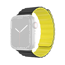 Bracelet en silicone MUTURAL magnétique, anti-sueur, réglable, noir/jaune pour votre Apple Watch Series 7 45mm/6/5/4/SE 44mm/3/2/1 42mm