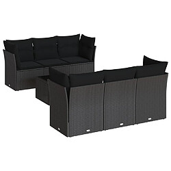 Maison Chic Salon de jardin 7 pcs avec coussins | Ensemble de Table et chaises | Mobilier d'Extérieur noir résine tressée -GKD83687