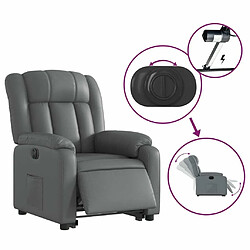 Maison Chic Fauteuil Relax pour salon, Fauteuil inclinable électrique gris similicuir -GKD22377 pas cher