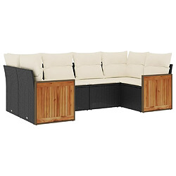 Maison Chic Salon de jardin 6 pcs avec coussins | Ensemble de Table et chaises | Mobilier d'Extérieur noir résine tressée -GKD33783