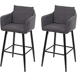 Decoshop26 Lot de 2 tabourets de bar avec repose-pieds en tissu gris foncé et métal noir TDB04062