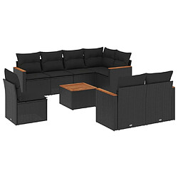 Maison Chic Salon de jardin 9 pcs avec coussins | Ensemble de Table et chaises | Mobilier d'Extérieur noir résine tressée -GKD74094