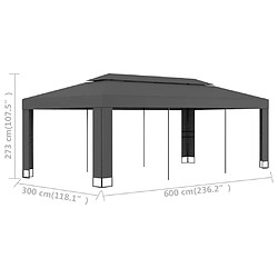 Acheter vidaXL Tonnelle avec toit double 3x6 m Anthracite