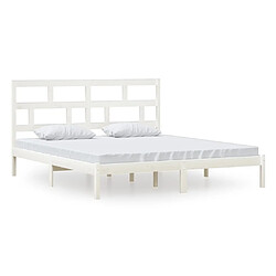 Maison Chic Lit Super King - Cadre de lit,Structure du lit Contemporain pour chambre Blanc Bois massif 180x200 cm -MN63360