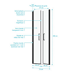 Acheter Aurlane Porte de douche pivotante 70 cm