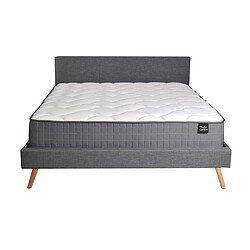 Avis Le Quai Des Affaires Lit FJORD 160x200 tissu + 1 sommier + 1 matelas CARLTON / Gris Foncé