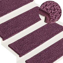 vidaXL Tapis d'escalier 15 pcs 65x21x4 cm Violet foncé 