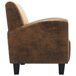 Acheter Helloshop26 Fauteuil chaise siège lounge design club sofa salon marron synthétique daim 1102206/3