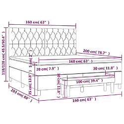 vidaXL Sommier à lattes de lit et matelas Gris clair 160x200cm Velours pas cher