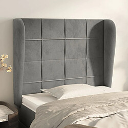 Maison Chic Tête de lit scandinave avec oreilles,meuble de chambre Gris clair 93x23x118/128 cm Velours -MN34088