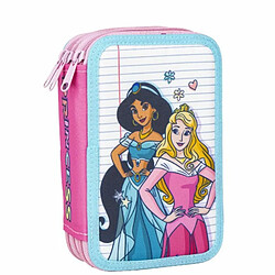 Pochette à crayons triple Princesses Disney 43 Pièces Rose 13 x 6,5 x 19,5 cm