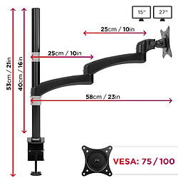 Avis Duronic DM451X3 Support d'écran PC à Pince pour Bureau | Passe câble Inclus | Hauteur Ajustable | Rotatif/Inclinable/Pivotable | Compatibilité avec Moniteur VESA 75/100 | Aluminium | 2 Extensions