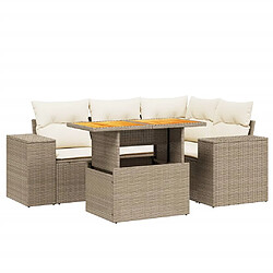 vidaXL Salon de jardin avec coussins 5 pcs beige résine tressée