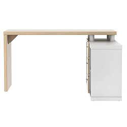 Avis Vente-Unique Bureau d'angle avec rangements ALDRIC III - Blanc & Chêne