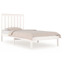 Maison Chic Lit Moderne Chambre - Cadre/structure de lit pour adulte Blanc Bois de pin massif 75x190 cm Petit simple -MN91711