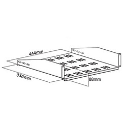 Kimex Etagère fixe pour rack et baie 19'', Profondeur 36cm, Hauteur 2U