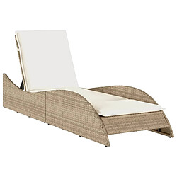 Maison Chic Chaise longue avec coussin - Transat beige 60x205x73 cm résine tressée