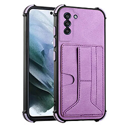 Coque en TPU + PU antichute, avec béquille, porte-cartes violet pour votre Samsung Galaxy S21 + 5G