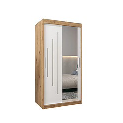 Abiks Meble Armoire YORK 2 À Portes Coulissantes 200/100/62 2 Portes (Artisan/Blanc)