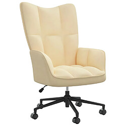 vidaXL Chaise de relaxation Blanc crème Velours