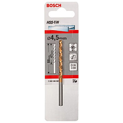 Forets à métaux rectifiés Bosch HSS-TiN DIN 338 4,5x47x80MM