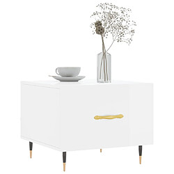 Avis Maison Chic Table basse,Table Console Table d'appoint, Table pour salon blanc brillant 50x50x40 cm bois d'ingénierie -MN14611