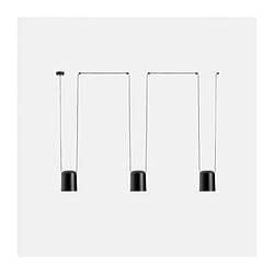 Leds C4 Suspension Attic Aluminium Noir mat 3 ampoules 175cm