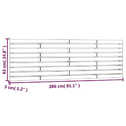 vidaXL Tête de lit murale Gris 206x3x63 cm Bois massif de pin pas cher