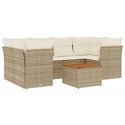 Maison Chic Salon de jardin avec coussins 7 pcs | Ensemble de Table et chaises | Mobilier d'Extérieur beige résine tressée -GKD79791