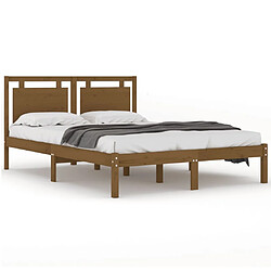 vidaXL Cadre de lit sans matelas marron miel 200x200 cm bois massif