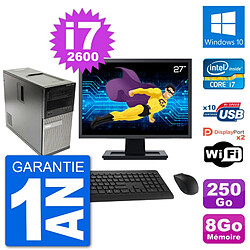 PC Tour Dell 7010 Ecran 27" Intel i7-2600 RAM 8Go Disque 250Go Windows 10 Wifi - Occasion