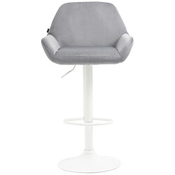 Decoshop26 Lot de 2 tabourets de bar repose-pieds en forme d'arc en métal blanc assise en velours gris 10_0004037