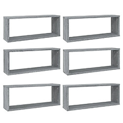 Maison Chic Lot de 6 Étagères murales,Étagère Rangement flottate cube Sonoma gris 60x15x23 cm Bois -MN86122