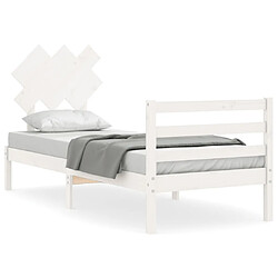 Maison Chic Cadre/structure de lit avec tête de lit pour adulte - Lit Moderne Chambre blanc simple bois massif -MN90938