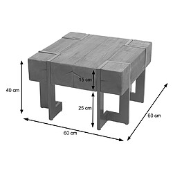 Mendler Table basse HWC-A15, table de salon, bois de sapin rustique massif ~ brun 60x60cm