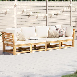 vidaXL Salon de jardin 4 pcs avec coussins Bois d'acacia solide